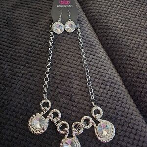 Paparazzi Silver and Crystal Necklace Set